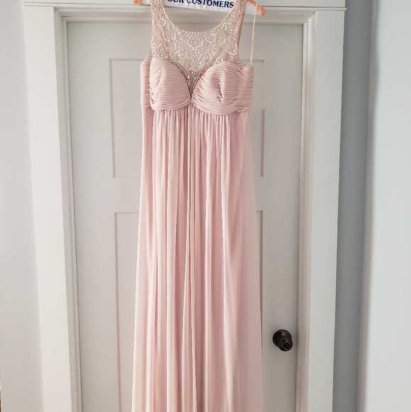 Aqua pink beaded chiffon gown size 10 - Picture 1 of 7